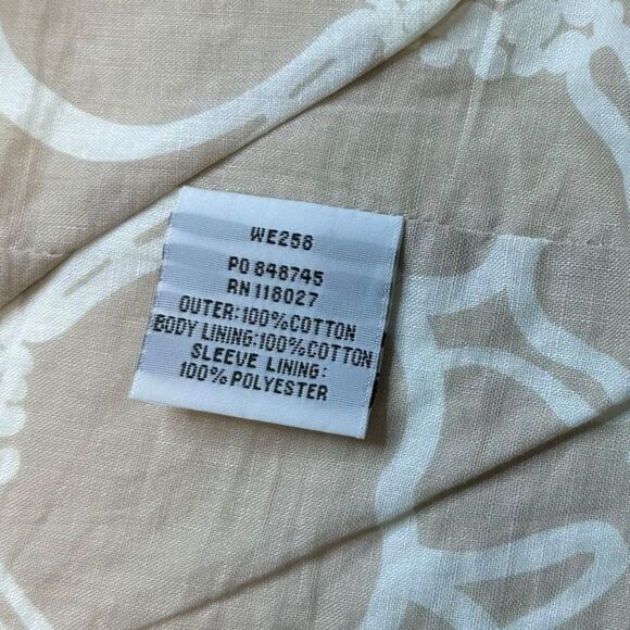 BODEN Women’s Ivory Cotton Spring Coat with Navy Blue Trim Size 10 Style #WE258 - Picture 5 of 7